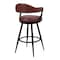 Armen Living Justin 26" Counter Height Swivel Vintage Coffee Faux Leather Bar Stool with Black Metal Legs LCJTBABLVC26 - alternate 3